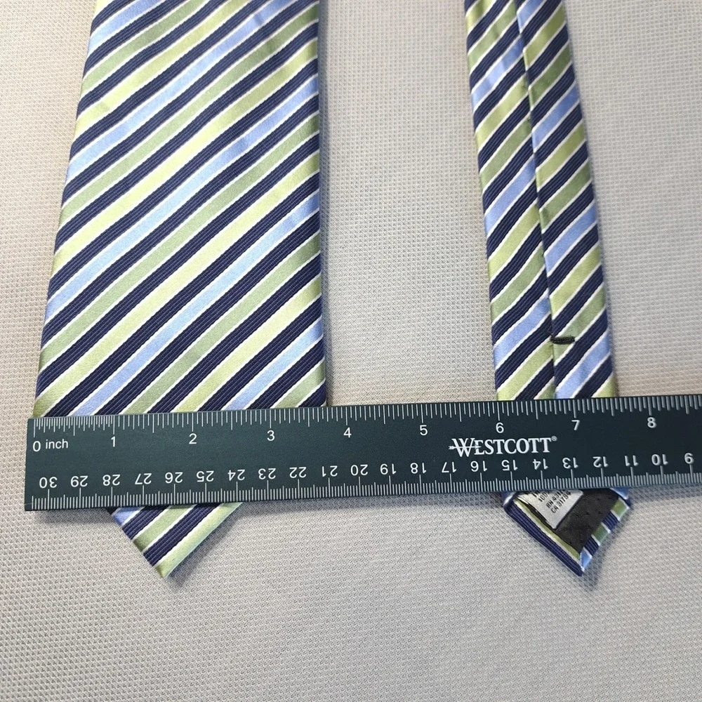 Geoffrey Beene Extra Long Men's Tie Blue/Green‎ Stripes 100% Silk Made In China